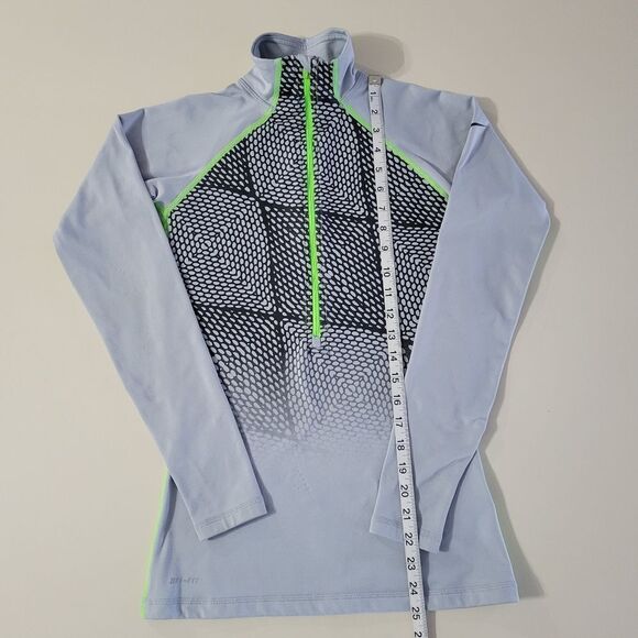 Nike Pro Women's Dri-FIT Half-Zip Gray Athletic Optic Illusion Running Pullover - Picture 5 of 15
